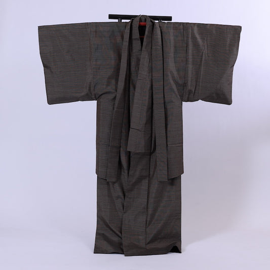 Japanese Men’s Kimono ensemble  L-size 100% silk  / 987