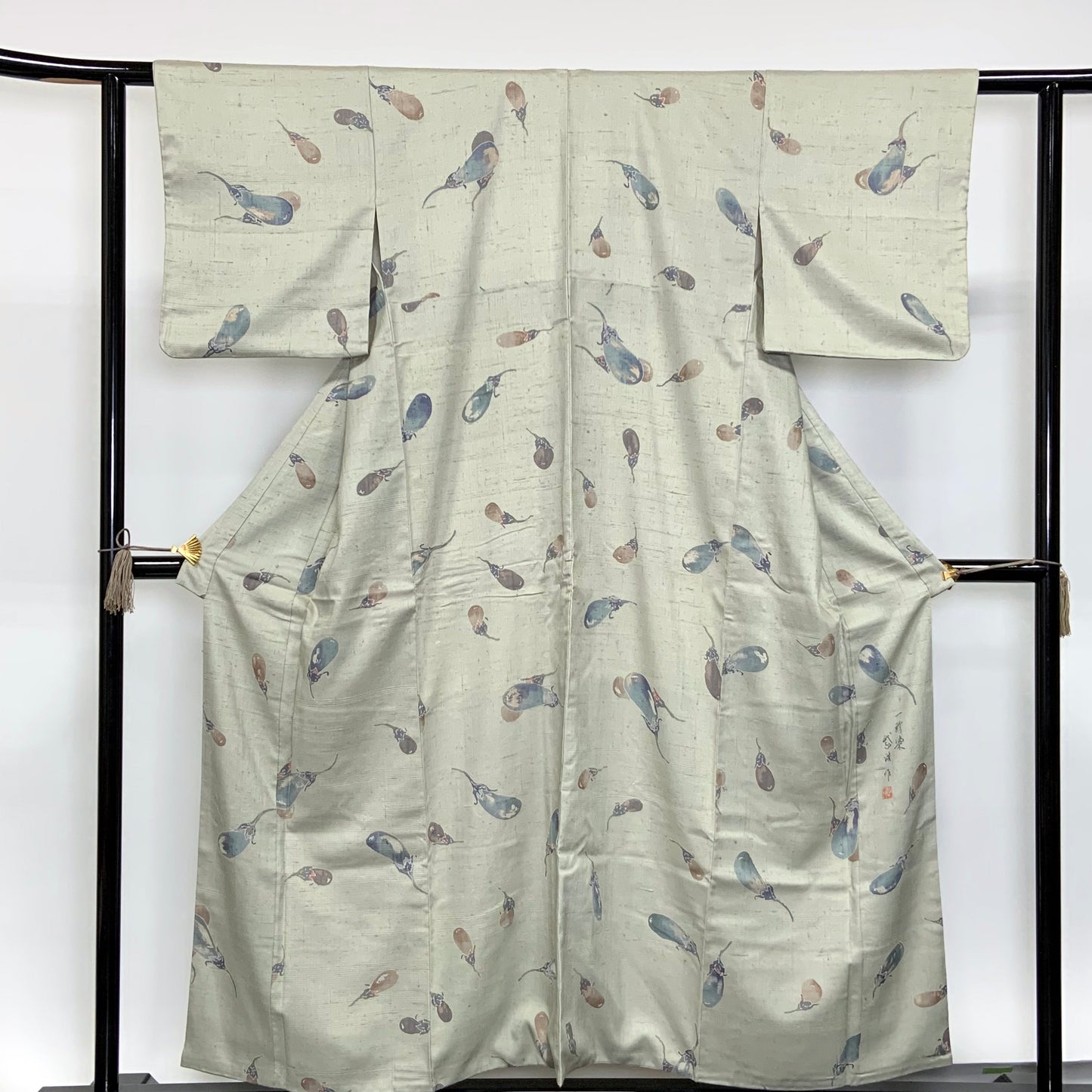 Japanese kimono  (Tsumugi) L-size 100% silk  / 518