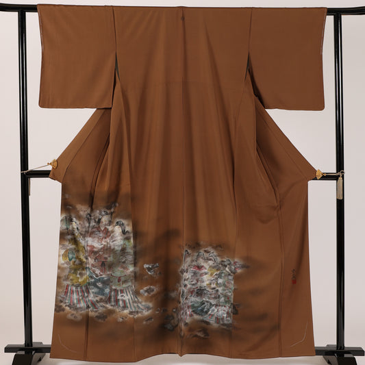 Japanese kimono  (Irotomesode) L-size 100% silk  /  342