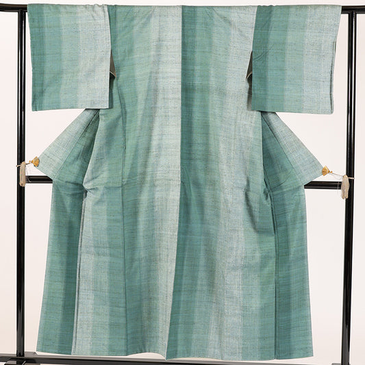 No.2 Yonezawa Nitta Tsumugi Green Dan Bokashi with Shitsuke, Nitta Katsuhiko, Mawatatabiki, Kusoki-dyed, M, unused, with certificate